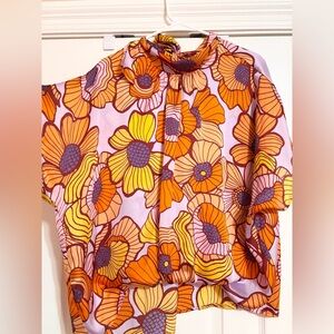 Adrienne Floral Blouse - Orange, Yellow, Purple